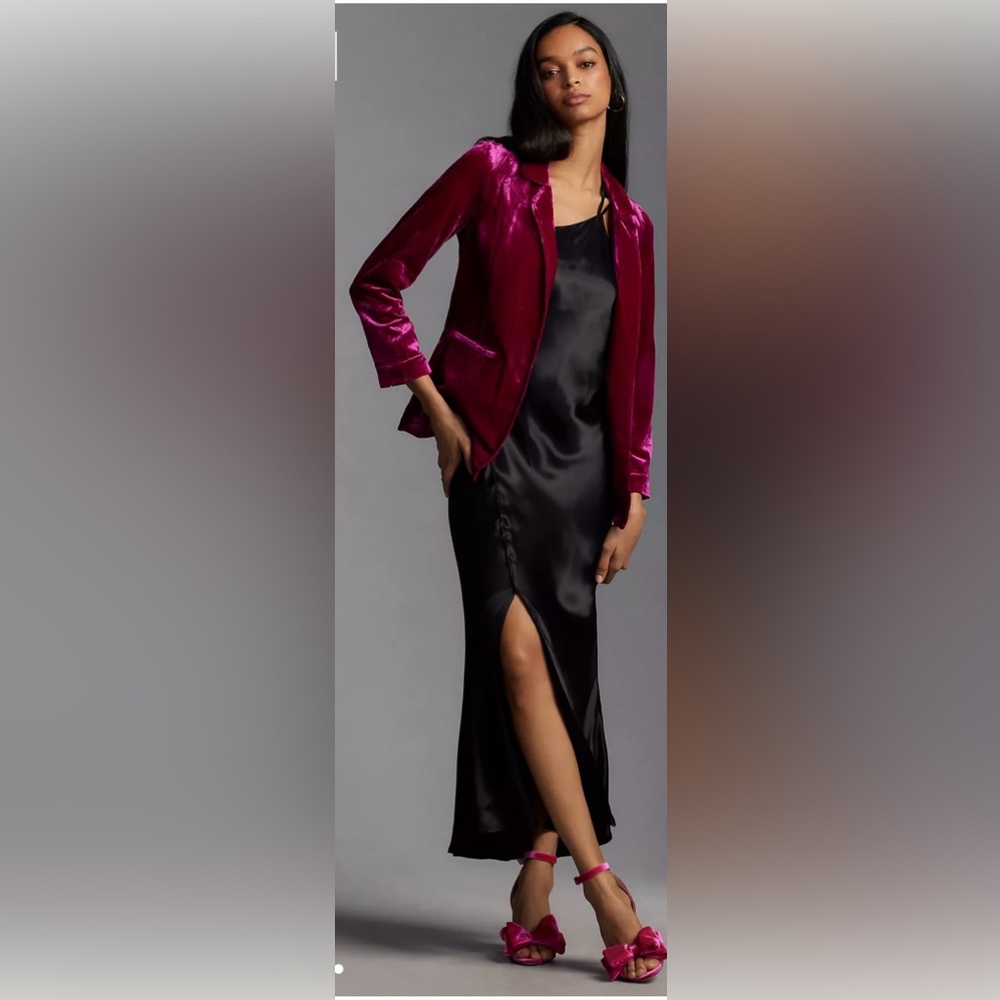 Anthropologie velvet tulip-back blazer